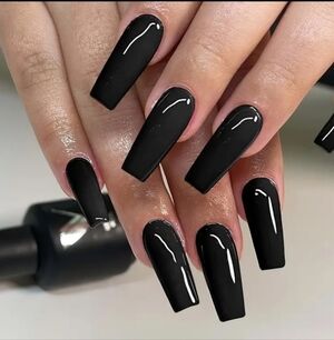 🔥3/$21 Long Glossy Black Press on Nails